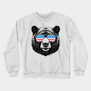 American Black Bear Sunglasses American Flag 4th of July Crewneck Sweatshirt